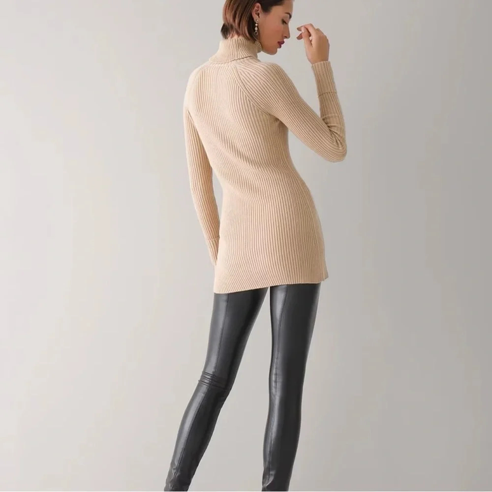 NWT White House Black Market WHBM Long Sleeve Turtleneck Pointelle Tunic XS